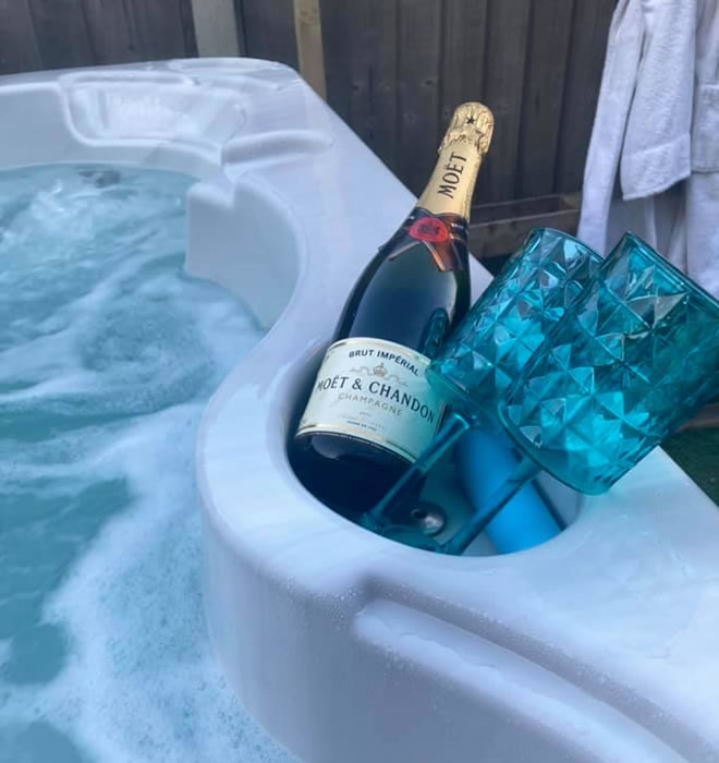 Champagne in hot tub